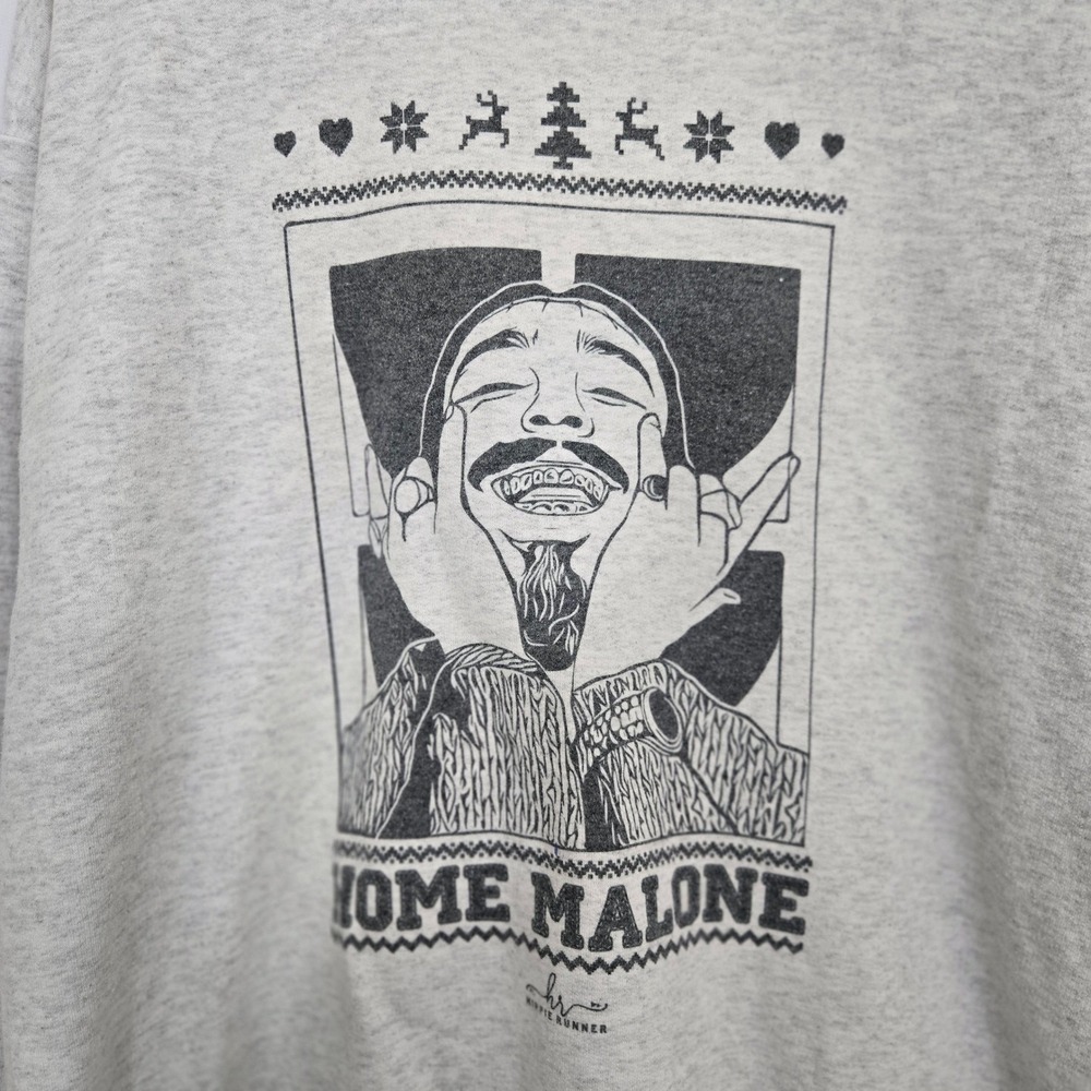 Hippie Runner Home Malone Sweatshirt Mens L Gray Post Malone Christmas Parody